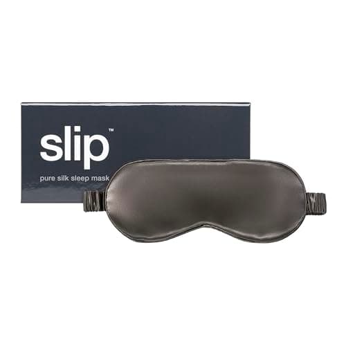 Image of Slip Silk Sleep Mask, Charcoal (One Size) - 100% Pure Mulberry 22 Momme - Eye Mask for Sleeping - Comfortable Sleeping Mask with Elastic Band - One Size
