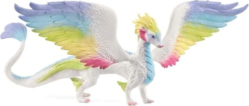 Image of SCHLEICH Bayala - 13” Rainbow Dragon Figurine with Movable Wings - Winged Mythical Creature Figure with Glittering Body - Colorful Girl Dragon Toy for Imaginative Play - Kids Ages 5+ | 70728