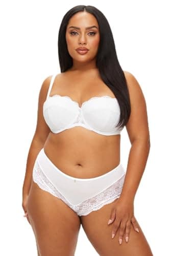 Image of Ann Summers Bridal Sexy Lace Padded Balcony Bra, Fuller Bust DD+, A-G Cup, Curve-Enhancing Womens Underwear with Push-Up Cups, Underwire Support & Removable Pads White - Womens Lingerie