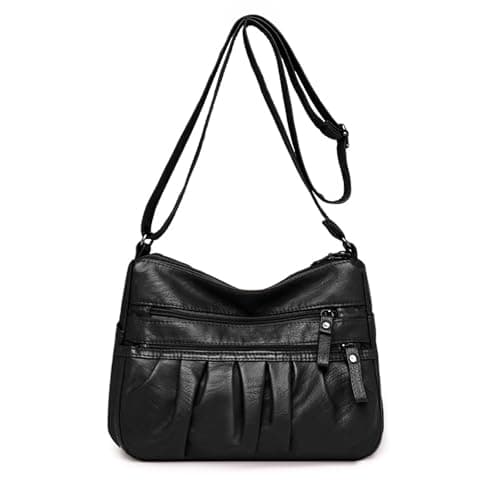 Image of LassZone Soft Vegan Leather Handbag for Women Multi Pockets Crossbody Bag Waterproof Hobo Shoulder Bag Travel Satchel Purse for Daily Use