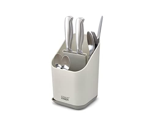 Image of Joseph Joseph Duo Kitchen Sink Cutlery Drainer with Knife Slot, Kitchen Sink Drying Rack Cutlery Organiser, Grey