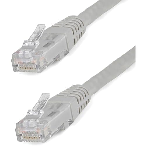 Image of StarTech 25ft CAT6 Ethernet Cable - Gray CAT 6 Gigabit Ethernet Wire -250Mhz 100W PoE RJ45 UTP Molded Network Patch Cord with Strain Relief (C6PATCH25GR)