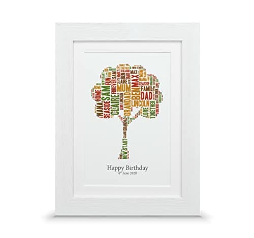 Image of Personalised Family Name Word Tree | Word Cloud Print (A4-30 x 21cm, Print & Premium Frame)