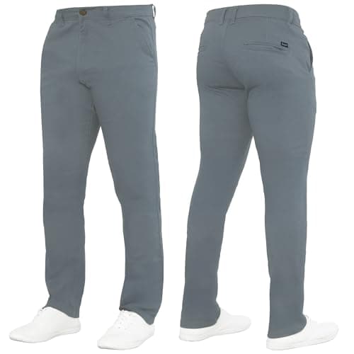 Image of 989Zé ENZO Mens Stretch Chino Slim Fit Leg Jeans Trousers Pants by Raw Denim (UK, Waist & Inseam, 32, 30, Light Grey)