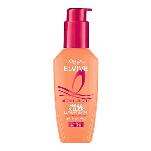 Image of L’Oréal Paris Hair Serum, Elvive Dream Lengths Frizz Killer Serum – 230°C Heat Protection, All Day Anti-Frizz & Static Control – Enriched with Vegetal Keratin & Cocoa Butter, Silicone-Free, 100ml