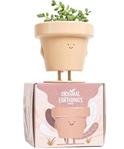 Image of Original Earthlings Standing Pot, Cute Plant Pot, 10 cm Plastic Funny Planter with Drainage, Unique Cactus Plant Lover Gift, Small Succulent Face Flower Pot, Fun Teacher Appreciation Gift
