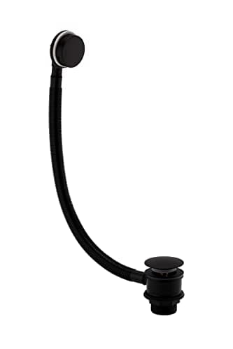 Image of Sandy Beach Black Bath Overflow Drain with Pop-Up Waste