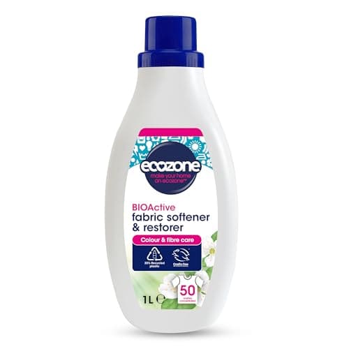 Image of Ecozone BIOActive Fabric Softener & Restorer, Gentle Fabric Conditioner, 50 Washes, Laundry Liquid with Enzyme Action, Restores Colours & Fibres, Eco Conscious Natural Cleaning Products - 1L