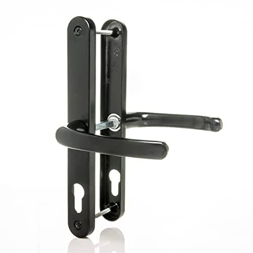 Image of UPVC Door Handles Set Suits Fullex Locks - Black - Lever/Lever - 68mm PZ (Centres) - 215mm Screw to Screw - Backplate 245mm X 32mm - UPVC Door Handle - Black Replacement PVC Door Handle