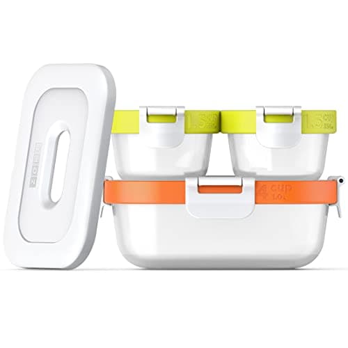 Image of Zoku Neat Stack 7-piece Food Storage Set, Color-coded Nesting Containers with Innovative Freezer Pack and Leak-proof Lids, Microwave, Freezer and Dishwasher Safe, multicolor, ZK302