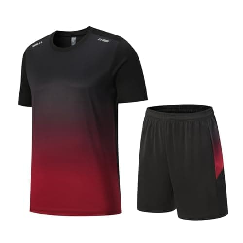 Image of Beuwltpa Men's Tracksuit 2 Piece Sports Gym T Shirt & Short Set Fashion Jogging Sweatsuits For Running Football Athletic Exercise
