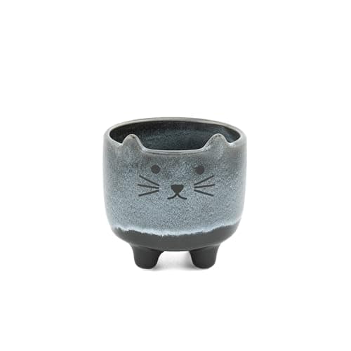 Image of Sass & Belle Mojave Cat Indoor Planter – Cute Stoneware Animal Plant Pot for Succulents or Herbs – Stylish Decorative Pot for Home or Office – Unique Cat Design by Sass and Belle