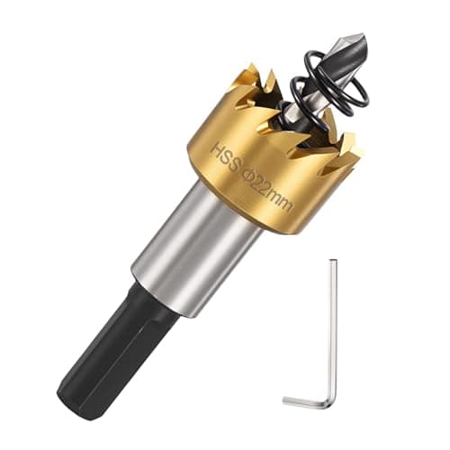 Image of DTGN 7/8" Hole Saw M2 High Speed Steel - 22mm Hole Cutter - Good for Thin Stainless Steel/Alloy/Aluminium/Brass/Copper - Gold