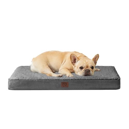 Image of EHEYCIGA Orthopedic Dog Bed Medium Washable, 76x51x9cm, Dog Beds Mattress for Crate with Removable Cover, Pet Bed Cushion with Anti-Slip Bottom, Grey