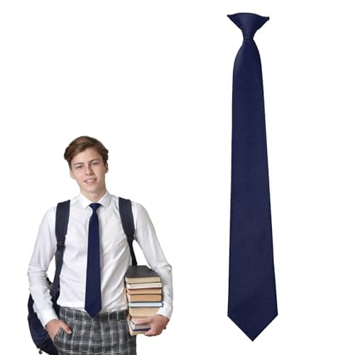 Image of Yolev Clip on Tie Solid Color Pre Tied Ties for Men 50cm Mens Suit Dress Neck Tie for Wedding Office Graduation Formal Business Party (Navy Blue)