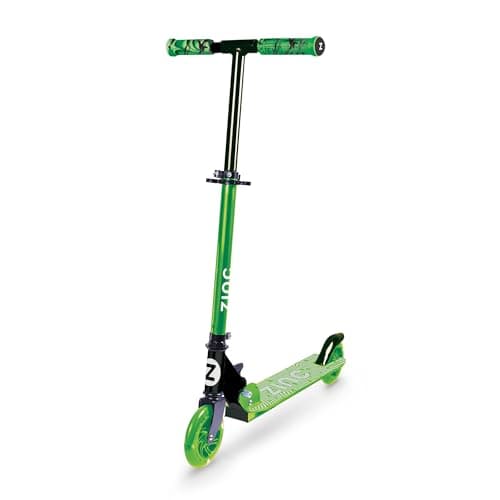 Image of Zinc Identity Two Wheeled Folding Light Up Scooter - Green, Light up LED Wheels, Folding, Fold Down Handles, Non-Slip Deck, Height Adjustable, For Ages 5+, Great Gift Idea