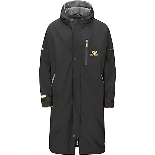 Image of Zone 3 Mens Oversized Polar Fleece Parka Robe Jacket Black/Orange XS