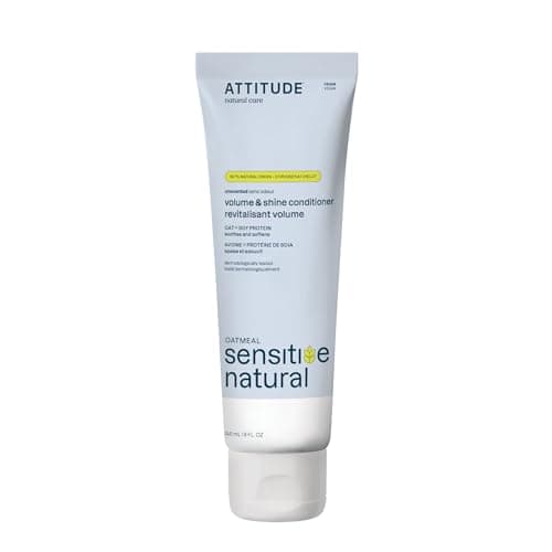 Image of ATTITUDE Extra Gentle Hair Conditioner for Sensitive Dry Scalp, Soothing Oat, Naturally Derived Ingredients, Dermatologically Tested, Vegan Detangler, 240 mL