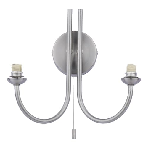 Image of DAR Jared 2 Light Wall Light, Satin Nickel, Contemporary Style, 240mm x 130mm x 250mm, Indoor, AC Power