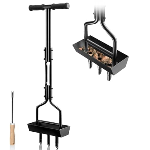 Image of EEIEER Lawn Aerator, Hollow Tine Aerator Lawn Core Aerator with Storage Tray and Garden Tools, T-Handle Grass Aerator Heavy Duty Lawn Scarifier Manual Lawn Aerators for Compacted Soils Lawn Care