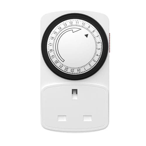 Image of HBN 24 Hour Timer Plug Socket UK,Plug-in Segment Plugs Timers Switch,Programmable Energy Saving Light Switchs for Home Security Light Socket,Lamp, Christmas Lights(15min,1Pack)