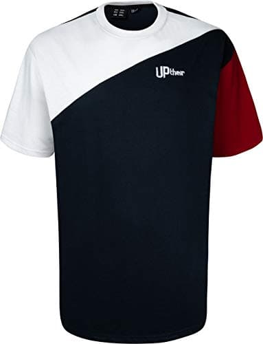 Image of Men's Misty Cut & Sew T-Shirt with Solid Panels - Navy White (UK, Alpha, XL, Regular, Regular)