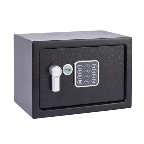 Image of Yale Small Alarmed Value Safe, 130dB Built In Alarm, Steel Construction, Steel Locking Bolts, Emergency Overide Key, Wall And Floor Fixings, Black, YEC/200/DB1