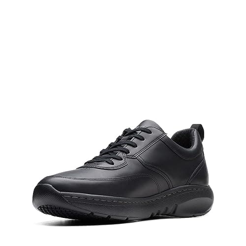 Image of Clarks Pro Lace Leather Shoes in Black Size 8