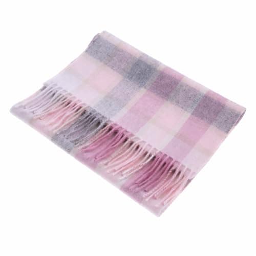 Image of ClanWool 100% Lambswool Tartan Scarf Classic Edinburgh Style Wool Scarf With Fringes – Essential Accessory - Artillery Check Light Pink