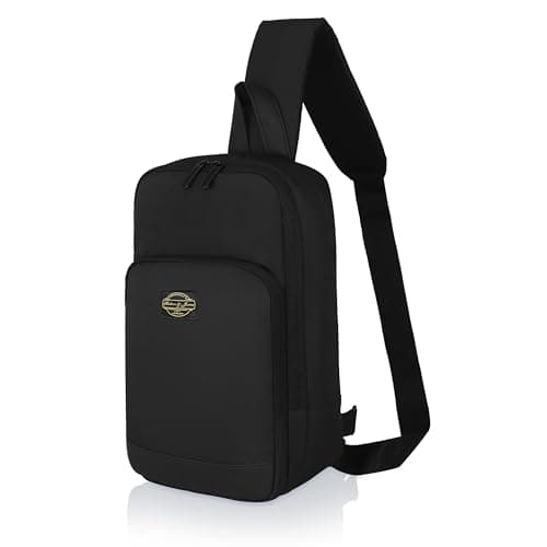 Image of Hudson & James Small Sling Bag, Lightweight Crossbody Backpack for Men Women Kids, Shoulder Bag for Sports and Outdoor Walking Hiking Travel (Black)