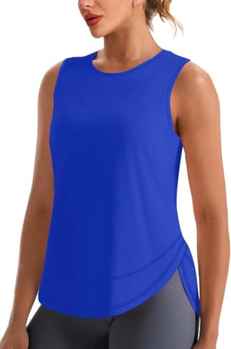Image of Aokosor Gym Tops for Women UK Running Vest Workout Tank Tops Sports Shirts Ladies Blue Yoga Top Size 6-8