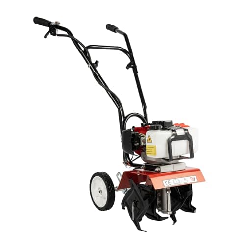 Image of 52CC Garden Petrol Tiller, Mini Tiller Cultivator, 2 Strokes Lawn Soil Cultivator with Single-Cylinder Gasoline Engine for Plow, Turn the Soil, Open Furrows, Weed(Width 30cm/ Depth 3-10cm)