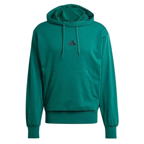 Image of adidas Men's ESSENTIALS FEELCOZY FRENCH TERRY HOODIE, Collegiate Green/Black, S