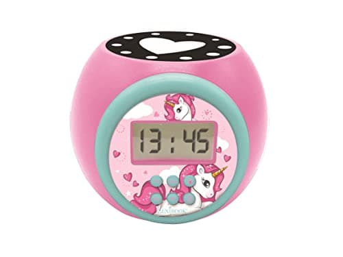 Image of LEXIBOOK Projector Alarm Clock Unicorn with snooze function and alarm function, Night light with timer, LCD screen, battery operated, Pink, RL977UNI