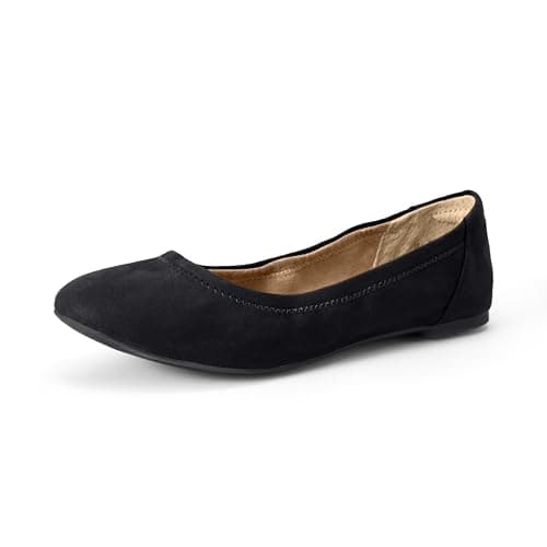 Image of Amazon Essentials Women's Belice Ballet Flat, Black Microsuede, 7 UK