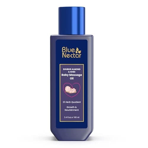 Image of Blue Nectar Baby Oil with Organic Ghee, 100% Natural Baby Massage Oil with Coconut Oil & Olive Oil (100ml)