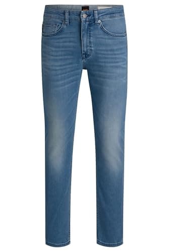 Image of BOSS Men's Delaware BC-L-C Blue Slim Fit Jeans in Comfortable Stretch Denim, Bright Blue431, 50W x 36L