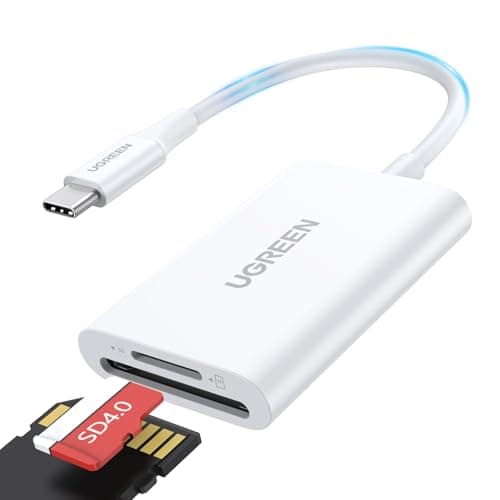 Image of UGREEN SD Card Reader, 2-in-1 USB C to Micro SD/SD Card Adapter, Thunderbolt 3 for TF/UHS-I/SDXC/SDHC/MMC Card, Compatible with iPhone 17/Pro Max/Pro, iPad Pro, MacBook Pro/Air, Galaxy S23