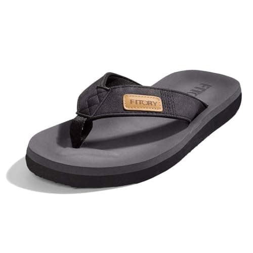 Image of FITORY Men's Flip Flops Thongs Comfy Sandals Beach/Pool Lightweight Summer Shoes Black 13 UK