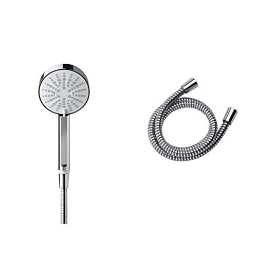 Image of Mira Showers 1.1605.237 Beat 11 cm 4-Spray Shower Head - Chrome & 1.1605.167 Response Plastic Easy Clean Shower Hose 1.25 m, Chrome