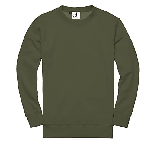 Image of D&H CLOTHING UK Premium Sweatshirts Plain Workwear Casual Crewneck Jumper Sweater Sports Leisure Fleece (M, Army Green)