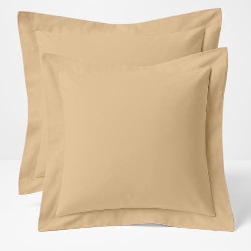 Image of Comfort Beddings 2 Pack Oxford Pillowcases – 65x65cm Continental Euro Pillow Covers – 100% Egyptian Cotton – 600 Thread Count Sateen – Taupe Square Pillow Cases with Envelope Closure – Hotel Quality