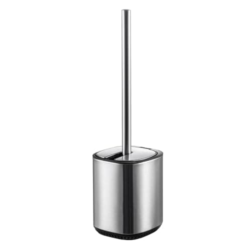 Image of Showerdrape Echo Toilet Brush & Holder Set, Automatic Toilet Brushes For Bathroom With Soft Flexible Bristles For Cleaning, Stainless Steel Handle, Anti-Drip Holders, Satin H38 x W10.5 x D11cm