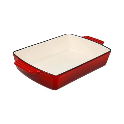 Image of Everypan ECLAT Enamelled Cast Iron Rectangular Roasting Dish – Oven-Safe Heavy-Duty Roaster for Meat, Vegetables & Casseroles All Heat Sources Compatible (Red Dish 2L)