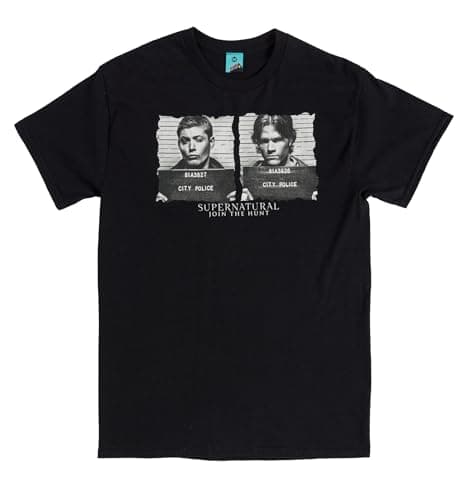 Image of Supernatural Sam and Dean Mug Shots Black T Shirt