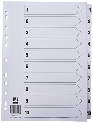 Image of Q-Connect 1-10 Index Multi-Punched Reinforced Board Clear Tab A4 White KF01528