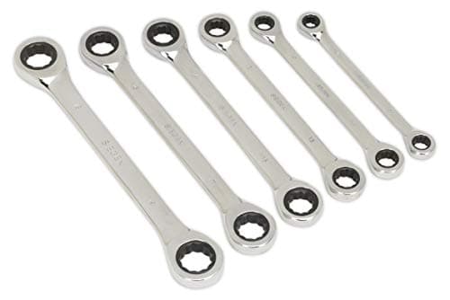 Image of Sealey S0636 Metric Double End Ratchet Ring Spanner Set, 6 Pieces