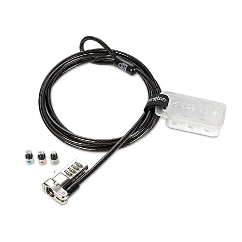 Image of Kensington Universal 3-in-1 Combination Laptop Lock Kit, Computer Anti Theft Security Tether Device, 1.8 Metre Secure Flexible Carbon Steel Cable - K62316WW, Black