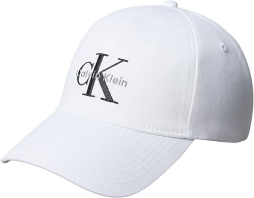 Image of Calvin Klein Jeans Men's MONOLOGO Embroidery Baseball Cap LV04G5004G Cap, White (Bright White), One Size