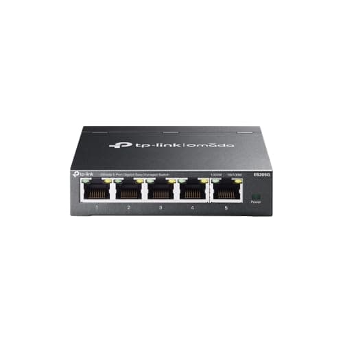 Image of TP-link ES205G 5-Port Gigabit Switch, RJ45 ports Internet Splitter, Easy Managed, Plug and Play, Fanless design, Metal case, Desktop or Wall Mount, Omada Network Switch, Centralized Cloud Management